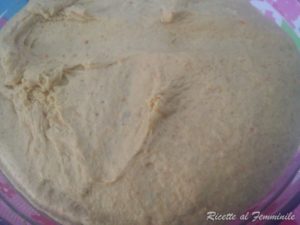 Impasto pane alla zucca dopo lievitazione Impasto pane alla zucca dopo lievitazione